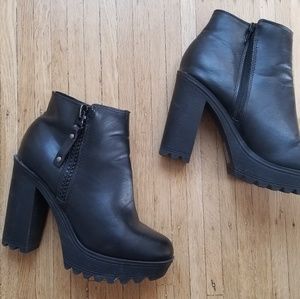 Black platform booties